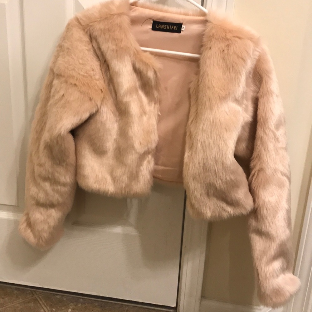 Pink fur coat